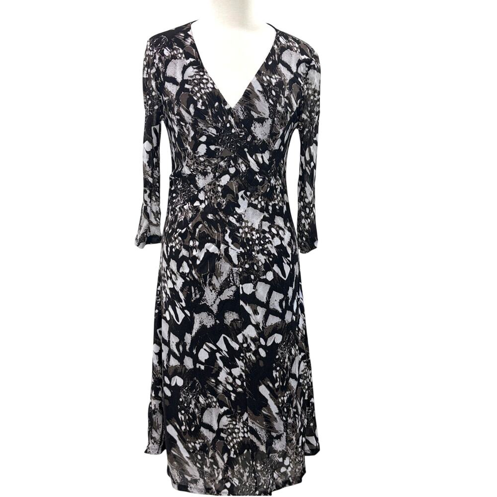 Coldwater Creek Size‎ 8 Petite Dress Fit & Flare Abstract Print Black Neutrals